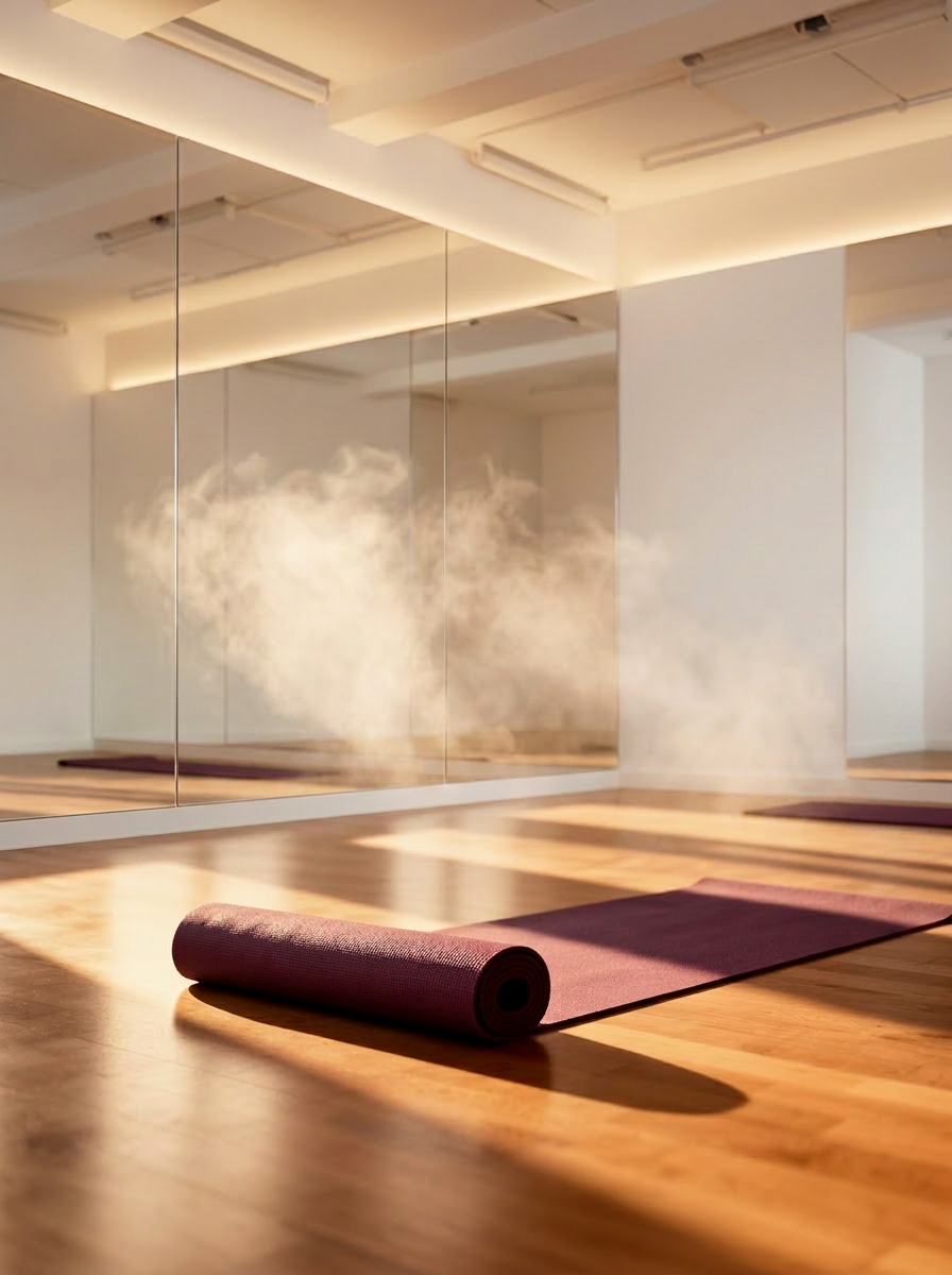Bikram Yoga Tallinn stuudio kuldses päevavalguses